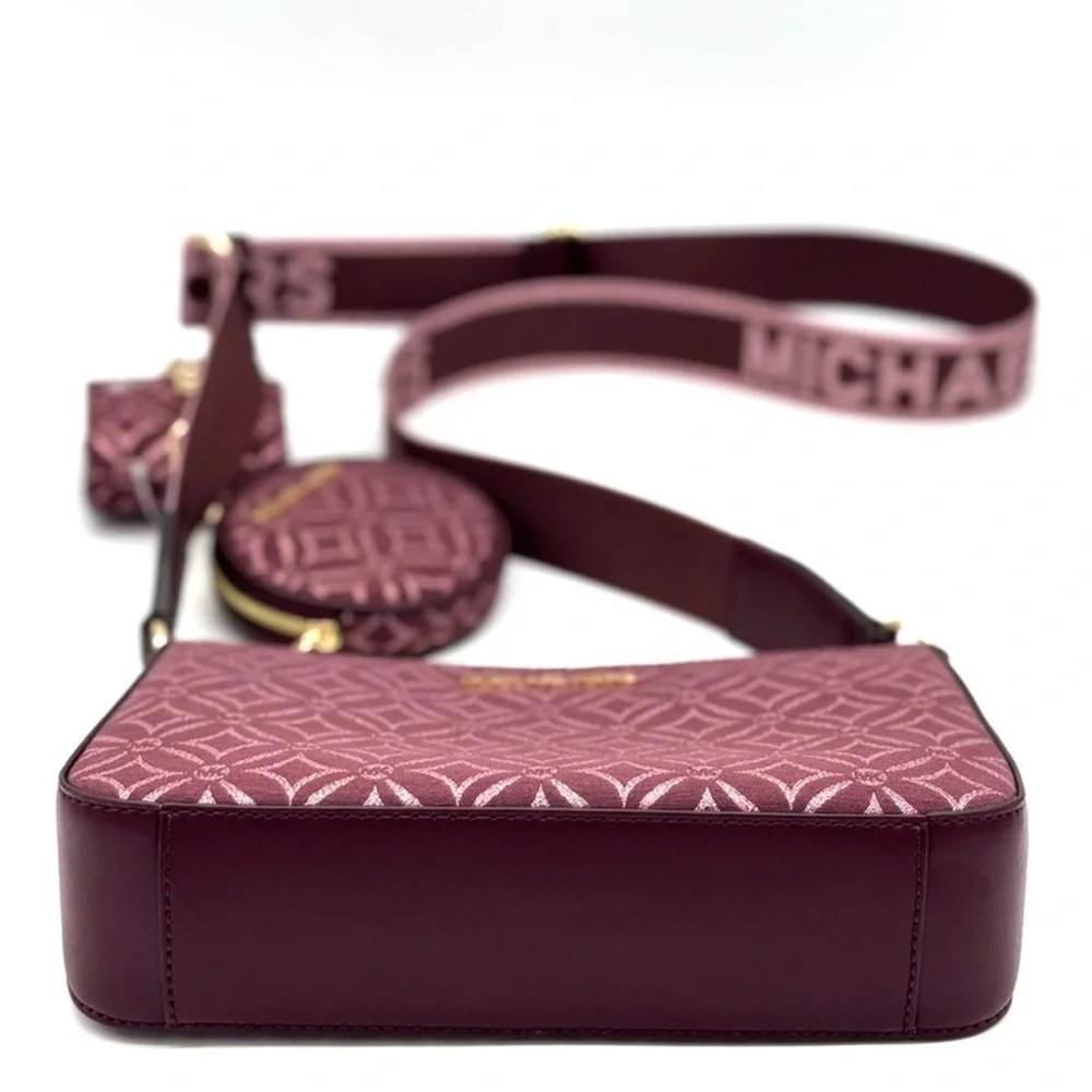 Michael Kors Jet Set Logo Crossbody Bag with Case for Apple AirPods Pro Ox Blood